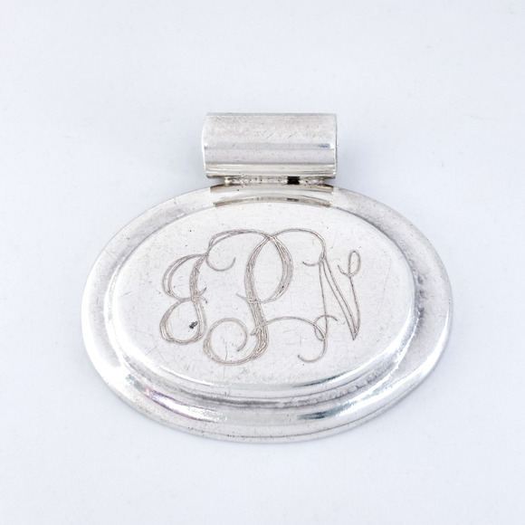 Vintage Mexico Sterling Silver 925 Monogram Oval Pendant VPN 1993 - Picture 2 of 7